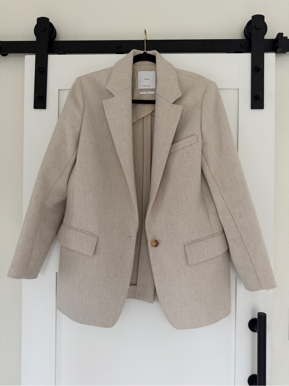 Mango Beige Single-Button Tailored Blazer